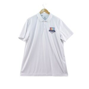 Adidas Primegreen Mens Large White Olympiad Golf Polo Shirt Short Sleeve Stretch